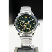 Emporio Armani Meccanico Automatic Green Dial Silver Steel Strap Watch For Men - AR60053