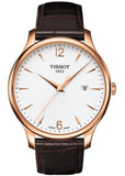 Tissot T Classic Tradition White Dial Brown Leather Strap Watch For Men - T063.610.36.037.00