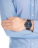 Tommy Hilfiger Jackson Quartz Blue Dial Black Leather Strap Watch for Men - 1791241