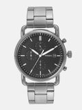 Fossil The Commuter Black Dial Grey Steel Strap Watch for Men - FS5400