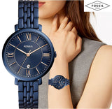 Fossil Jacqueline Blue Dial Blue Steel Strap Watch for Women - ES4094