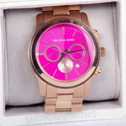 Michael Kors Runway Pink Dial Rose Gold Steel Strap Watch for Women - MK5931