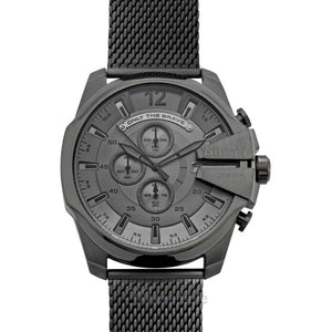 Diesel Mega Chief Chronograph Black Dial Black Mesh Strap Watch For Men - DZ4527