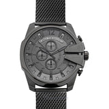 Diesel Mega Chief Chronograph Black Dial Black Steel Strap Watch For Men - DZ4527