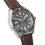 Tag Heuer Aquaracer Caliber 5 Black Dial Brown Leather Strap Watch for Men - WAY201M.FC6474