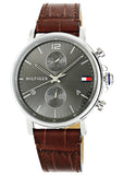 Tommy Hilfiger Daniel Grey Dial Brown Leather Strap Watch for Men - 1710416