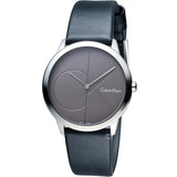 Calvin Klein Minimal Grey Dial Black Leather Strap Watch for Men - K3M221C3