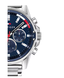 Tommy Hilfiger Mason Quartz Blue Dial Silver Steel Strap Watch for Men - 1791788