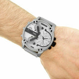 Diesel Mr. Daddy Chronograph Silver Dial Silver Steel Strap Watch For Men - DZ7421