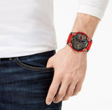 Diesel Mr Daddy 2.0 Chronograph Grey Dial Red Rubber Strap Watch For Men - DZ7430