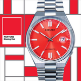 Citizen x Pantone Automatic Blazing Red Dial Silver Steel Strap Watch For Men - NJ0158-89W