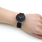 Daniel Wellington Petite Ashfield Black Dial Black Mesh Strap Watch For Women - DW00100308