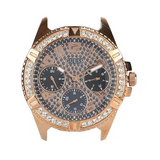 Guess Frontier DIamonds Gold Dial Blue Rubber Strap Watch For Women - W1160L3