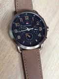 Tommy Hilfiger Briggs Chronograph Black Dial Brown Leather Strap Watch for Men - 1791425