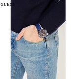 Guess Fleet Chronograph Black Dial Blue Rubber Strap Watch for Men - W0971G2