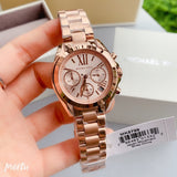 Michael Kors Bradshaw Chronograph Rose Gold Dial Rose Gold Steel Strap Watch for Women - MK5799