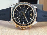 Emporio Armani Sigma Chronograph lack Dial Black Rubber Strap Watch For Men - AR80003