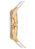 Michael Kors Sage Three-Hand Mother of Pearl White Dial White Leather Strap Watch for Women - MK4818