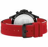 Tommy Hilfiger Multifunction Quartz Black Dial Red Rubber Strap Watch for Men  - 1791722