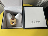 Gucci Grip Disney Mickey Mouse Gold Dial Brown Leather Strap Watch For Women - YA157420