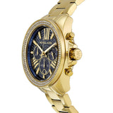 Michael Kors Wren Blue Dial with Diamonds Gold Steel Strap Watch for Women - MK6291