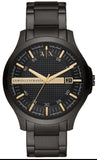 Armani Exchange Hampton Chronograph Black Dial Black Steel Strap Watch For Men - AX2150