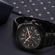 Maserati Stile Chronograph Black Dial Black Steel Strap Watch For Men - R8873642005