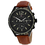 Tommy Hilfiger Gavin Chronograph Quartz Black Dial Brown Leather Strap Watch for Men - 1791470