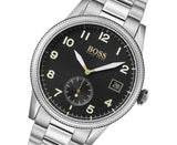 Hugo Boss Legacy Black Dial Silver Steel Strap Watch for Men - 1513671