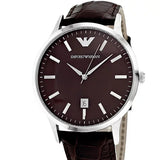 Emporio Armani Renato Classic Brown Dial Brown Leather Strap Watch For Men - AR2413