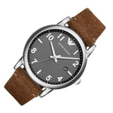 Emporio Armani Luigi Quartz Grey Dial Brown Leather Strap Watch For Men - AR11175