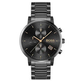 Hugo Boss Integrity Black Dial Black Steel Strap Watch for Men - 1513780