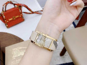 Burberry The Pioneer Rose Gold Dial Haymarket Brown Leather Strap Watch for Women - BU9408
