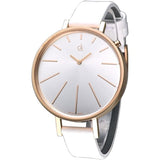 Calvin Klein Equal Silver Dial White Leather Strap Watch for Women - K3E236L6