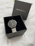 Emporio Armani Classic Quartz Black Dial Silver Steel Strap Watch For Men - AR11161