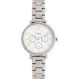 Fossil Jacqueline Multi-Function Mother of Pearl Dial Silver Steel Strap Watch for Women - ES3755