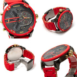 Diesel Mr Daddy 2.0 Chronograph Grey Dial Red Rubber Strap Watch For Men - DZ7430