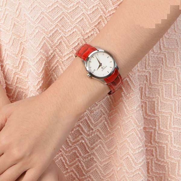 Tissot Couturier Lady Silver Dial Red Leather Strap Watch for Women