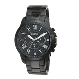 Fossil Grant Chronograph Black Dial Black Steel Strap Watch for Men - FS4832