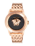 Versace Palazzo Empire Black Dial Rose Gold Steel Strap Watch for Men - VERD00718