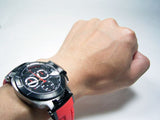 Tissot T Race Chronograph Black Dial Red Rubber Strap Watch for Men - T048.417.27.057.01