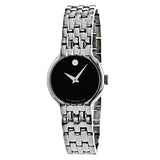 Movado Veturi Quartz Black Dial Silver Steel Strap Watch for Women - 0606338