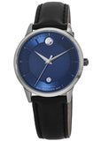 Movado 1881 Automatic Blue Dial Black Leather Strap Watch For Men - 606874