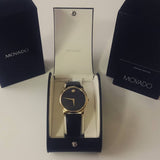 Movado Museum Black Dial Black Leather Strap Watch For Men - 606876