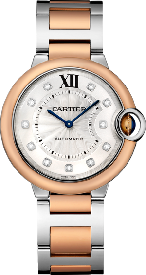 Cartier Ballon Blue De Cartier Diamonds Silver Dial Two Tone Steel Strap Watch for Women - W3BB0013