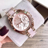 Michael Kors Bradshaw Rose Gold Dial Two Tone Steel Strap Watch for Women - MK6066