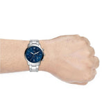 Fossil Neutra Chronograph Blue Dial Silver Steel Strap Watch for Men - FS5792