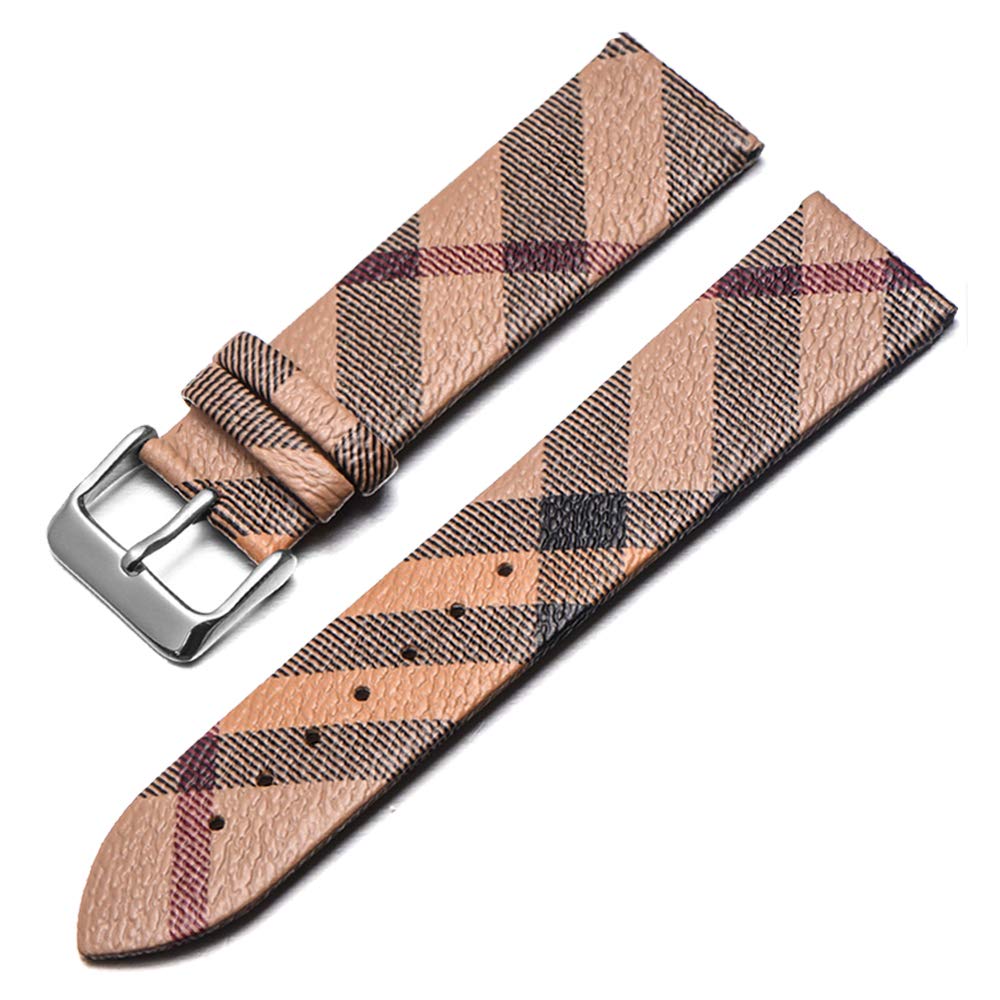 Burberry Brown and Black Plaid Leather Strap Watch Amazon.com: HUOJUA Plaid Pattern Leather+PU Strap 12 14 16  main image 2