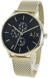 Armani Exchange Cayde Chronograph Black Dial Gold Mesh Strap Watch For Men - AX2715