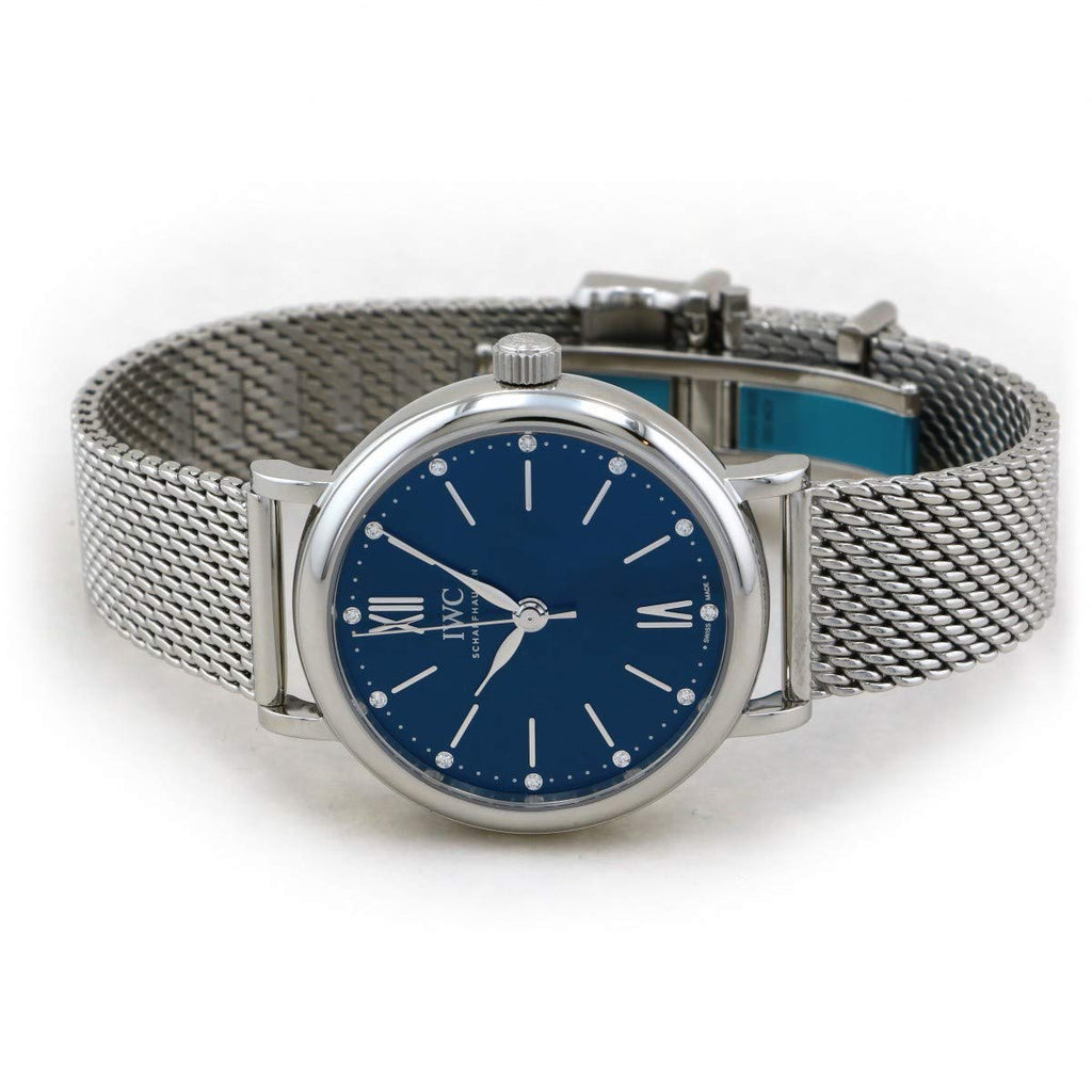 IWC Portofino Automatic Blue Dial Silver Mesh Bracelet Watch for Women